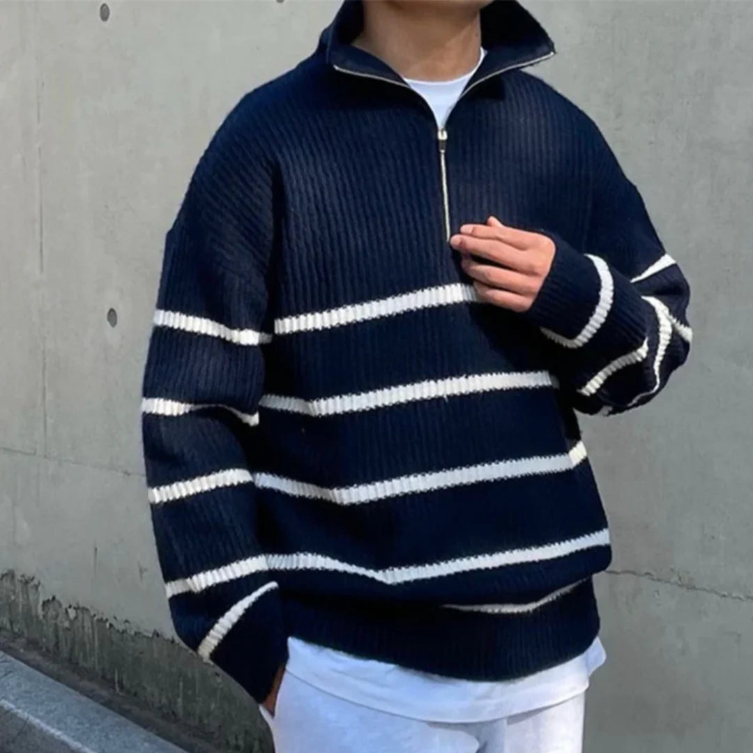 ‘‘STRIPED‘‘ HALF ZIP BLUE